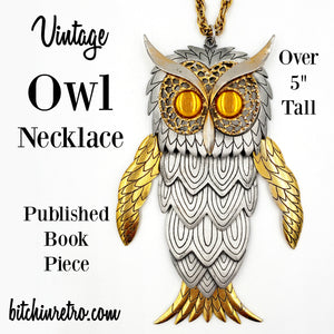 Vintage Owl Statement Necklace at bitchinretro.com