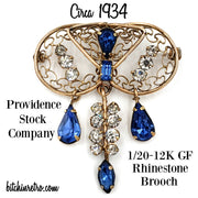 Providence Stock Co. Rhinestone Brooch Circa 1934 @ bitchinretro.com