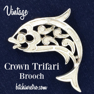 Crown Trifari Paisley Fish Brooch at bitchinretro.com