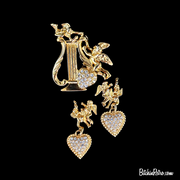 Premier Designs Cupid Cherub Brooch/Pendant and Earring Set