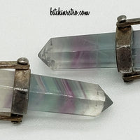 Rainbow Fluorite Point Crystal Sterling Earrings at bitchinretro.com
