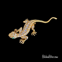 Rhinestone Gecko Brooch at BitchinRetro.com