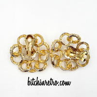 Rhinestone and Pearl Cabochon Bridal Earrings at bitchinretro.com