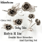 Rolyn R Inc Double Rose Brooch and Earring Set at bitchinretro.com