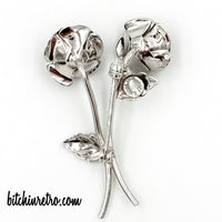 Rolyn R Inc Double Rose Brooch and Earring Set at bitchinretro.com
