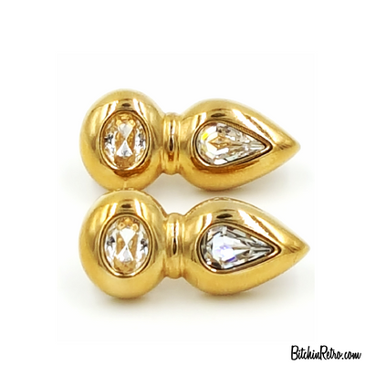 Swarovski Vintage Crystal Earrings Signed SAL Pierced Retro Abstract Style