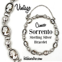 Sorrento Sterling Silver Mother of Pearl Vintage Cameo Bracelet at bitchinretro.com