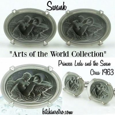 Swank Arts of The World Leda and the Swan Cufflinks at bitchinretro.com