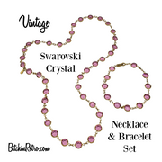 Vintage Swarovski Crystal Pink Necklace and Earring Set at BitchinRetro.com