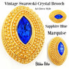 Swarovski Crystal Vintage Sapphire Blue Marquise Brooch at bitchinretro.com