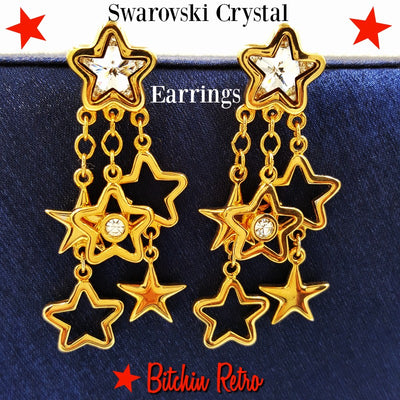 Swarovski Crystal Star Dangle Earrings at bitchinretro.com