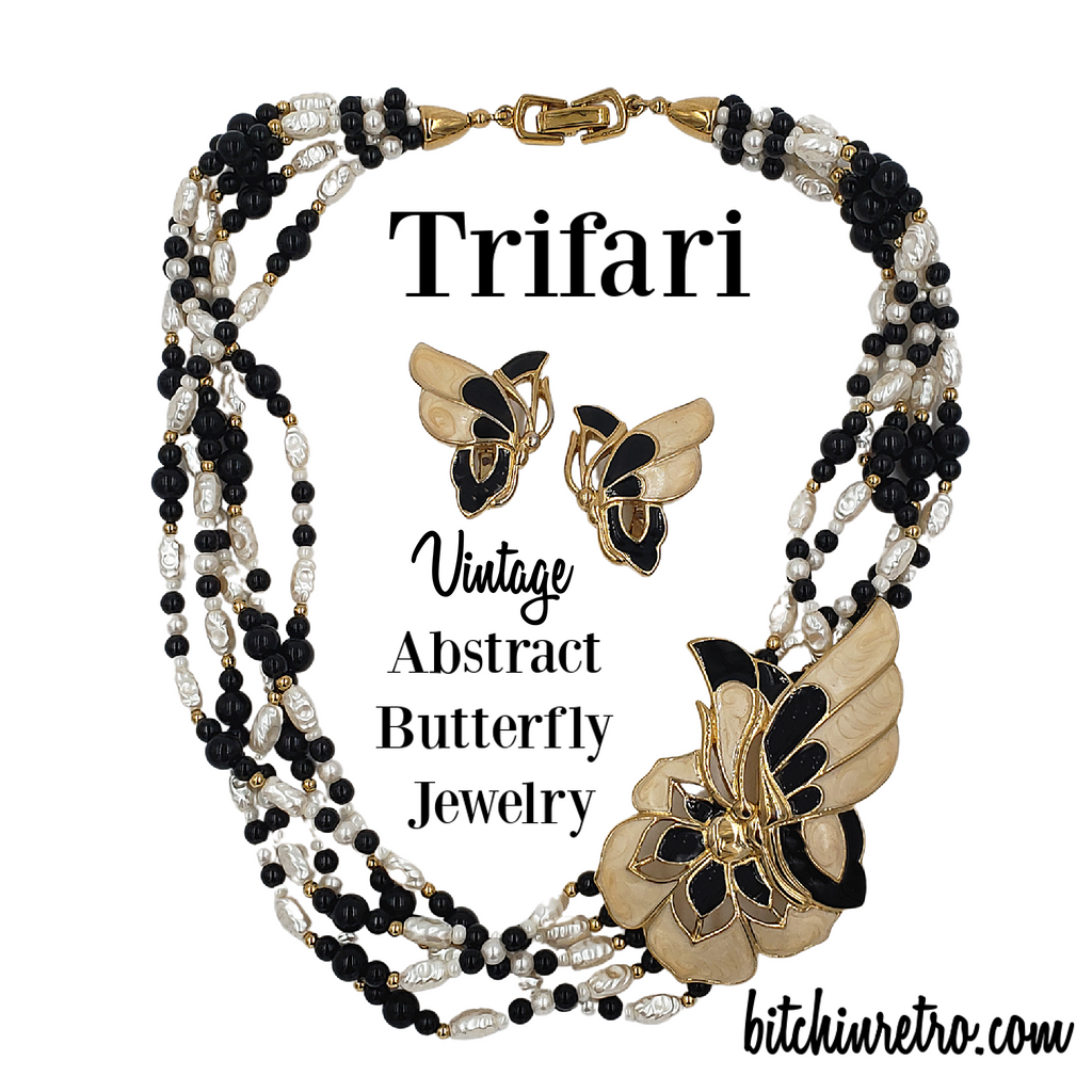 Trifari TM Butterfly Necklace and Earring Set at bitchinretro.com