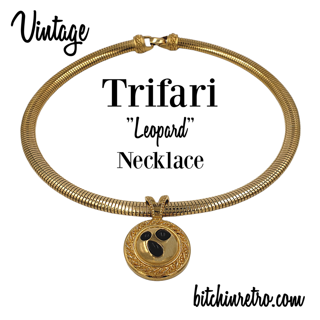 Trifari Pendant Necklace on Omega Chain @ bitchinretro.com