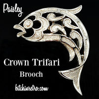 Crown Trifari Paisley Fish Brooch at bitchinretro.com