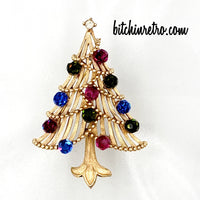 Crown Trifari Vintage Christmas Tree Brooch at bitchinretro.com