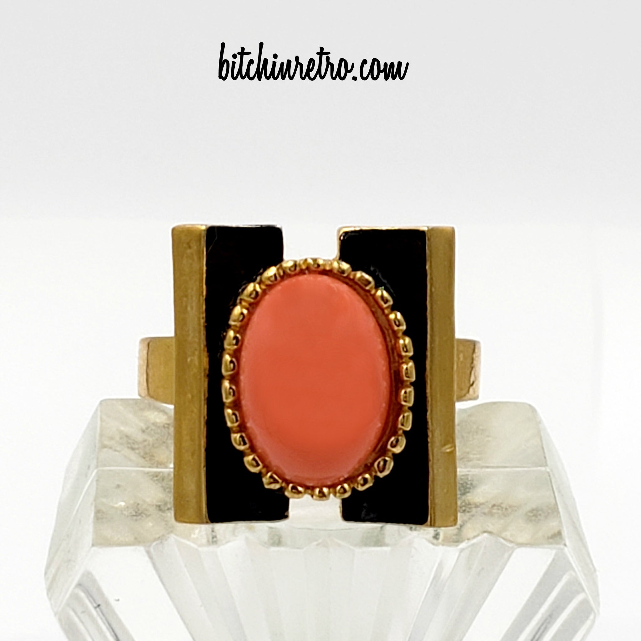Crown Trifari Vintage Cocktail Ring With Art Deco Style | Bitchin Retro