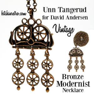 Unn Tangerud for David Anderson Vintage Bronze Modernist Necklace at bitchinretro.com