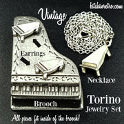 Torino Piano Brooch, Earring And Necklace Set at bitchinretro.com