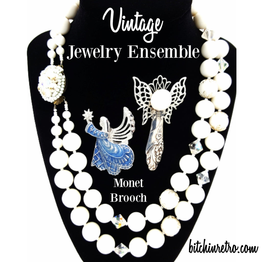 Vtg Brooch Lot Rhinestone Prong Set High Fashion Costume Jewelry Pins