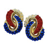 Don-Lin Vintage Red, White & Blue Rhinestone Earrings at bitchinretro.com