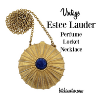 Vintage Estee Lauder Perfume Locket Necklace at bitchinretro.com                             