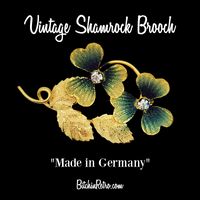 Vintage "Made in Germany" Shamrock Rhinestone Brooch at BitchinRetro.com