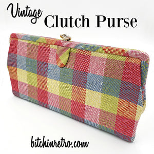 Vintage Plaid Clutch Purse Handbag at bitchinretro.com