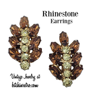 Vintage Topaz and Citrine Rhinestone Earrings at bitchinretro.com