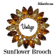 Sunflower Vintage Rhinestone Brooch at bitchinretro.com