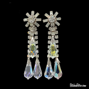 Vintage Chandelier Rhinestone Earrings at BitchinRetro.com