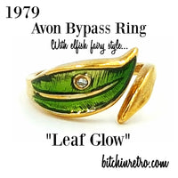 Avon 1979 Leaf Glow Bypass Ring at bitchinretro.com