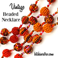 Vintage Beaded Ball Necklace in Autumn Hues at bitchinretro.com