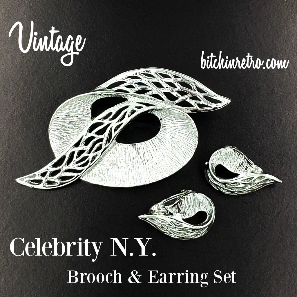 Celebrity NY Vintage Brooch and Earring Set at bitchinretro.com