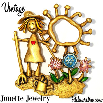 Vintage Jonette Jewelry Flower Garden Brooch at bitchinretro.com