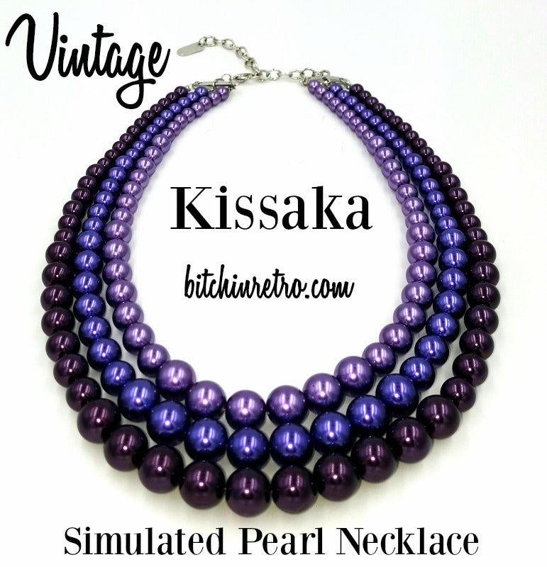 Vintage Kissaka Simulated Pearl Necklace at bitchinretro.com