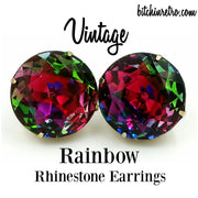 Vintage Rainbow Rhinestone Earrings at bitchinretro.com