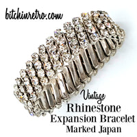 Vintage Rhinestone Expansion Bracelet Marked Japan at bitchinretro.com