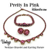 Pink Rhinestone Vintage Jewelry Parure With Necklace Bracelet and Earrings at bitchinretro.com