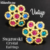Vintage Swarovski Crystal Jewel Tone Earrings at bitchinretro.com