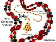 West Germany Necklace With AAi Christmas Tree Brooch at bitchinretro.com