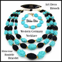 Western Germany Necklace, Art Deco Brooch Rhinestone Bracelet at bitchinretro.com