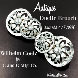 Antique Duette Brooch By Wilhelm Goetz for C and G Mfg at bitchinretro.com