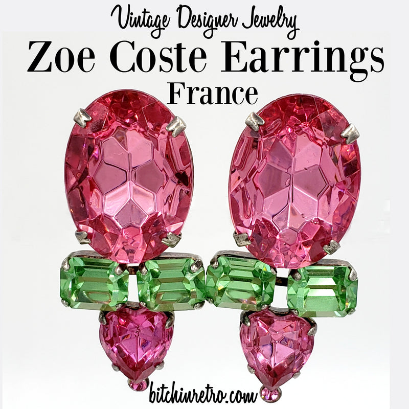 Zoe Coste Vintage Designer Rhinestone Earrings | Bitchin Retro