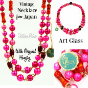 Vintage Japan Art Glass Necklace With Original Tags at bitchinretro.com