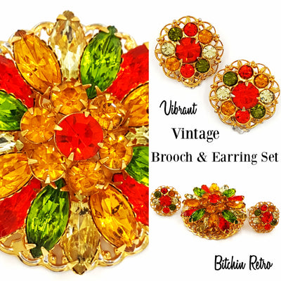 Vintage Brooch and Earring Set at bitchinretro.com