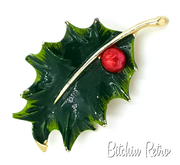 Gerry's Holly Leaf Brooch at bitchinretro.com