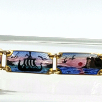 Opro Norway Gold Washed Sterling Guilloche Enamel Bracelet at bitchinretro.com