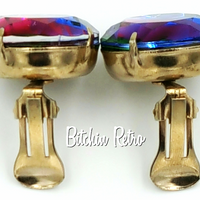 Vintage Rainbow Rhinestone Earrings at bitchinretro.com
