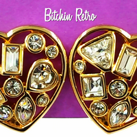 Swarovski Crystal Vintage Heart Earrings at bitchinretro.com