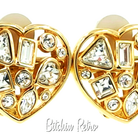 Swarovski Crystal Vintage Heart Earrings at bitchinretro.com